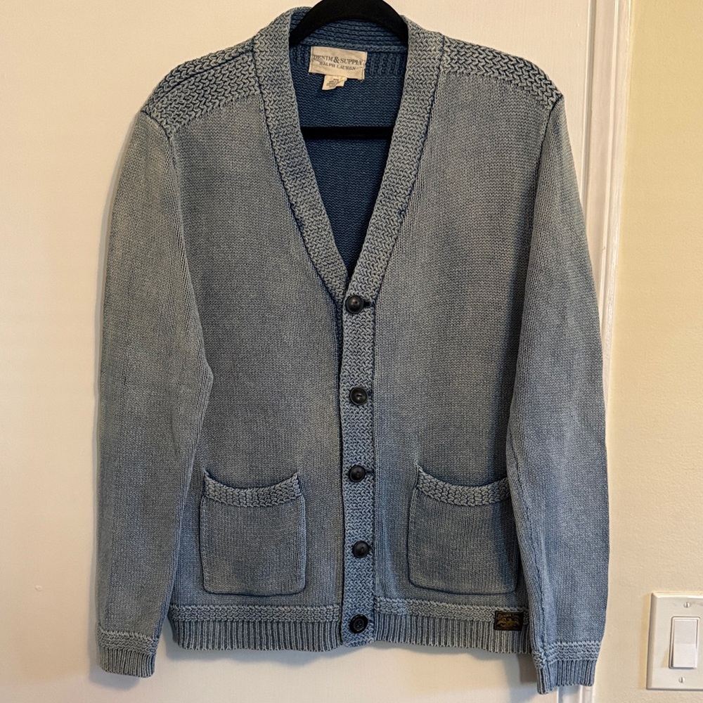 Ralph Lauren Denim & Supply vintage look- washed knitted cotton cardigan.